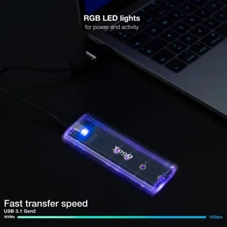 Tooq Caja Externa SSD M.2 NGFF/NVMe Transparente RGB TQE-2200 Tooq Caja Externa SSD M.2 NGFF/NVMe Transparente RGB TQE-2200